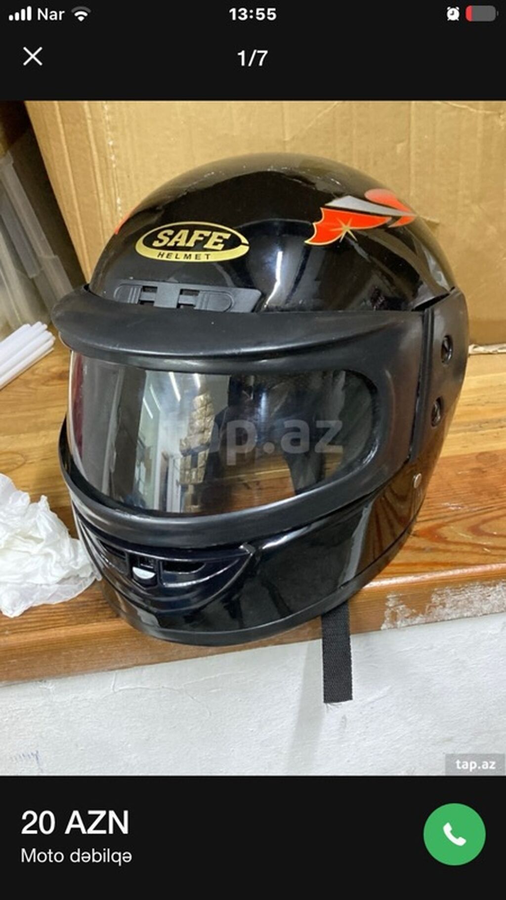 Yenidi istifadə edimir deyə satılır Məhsul: Safe Helmet tam üzlü — Motosiklet geyimi, Bakı (8)