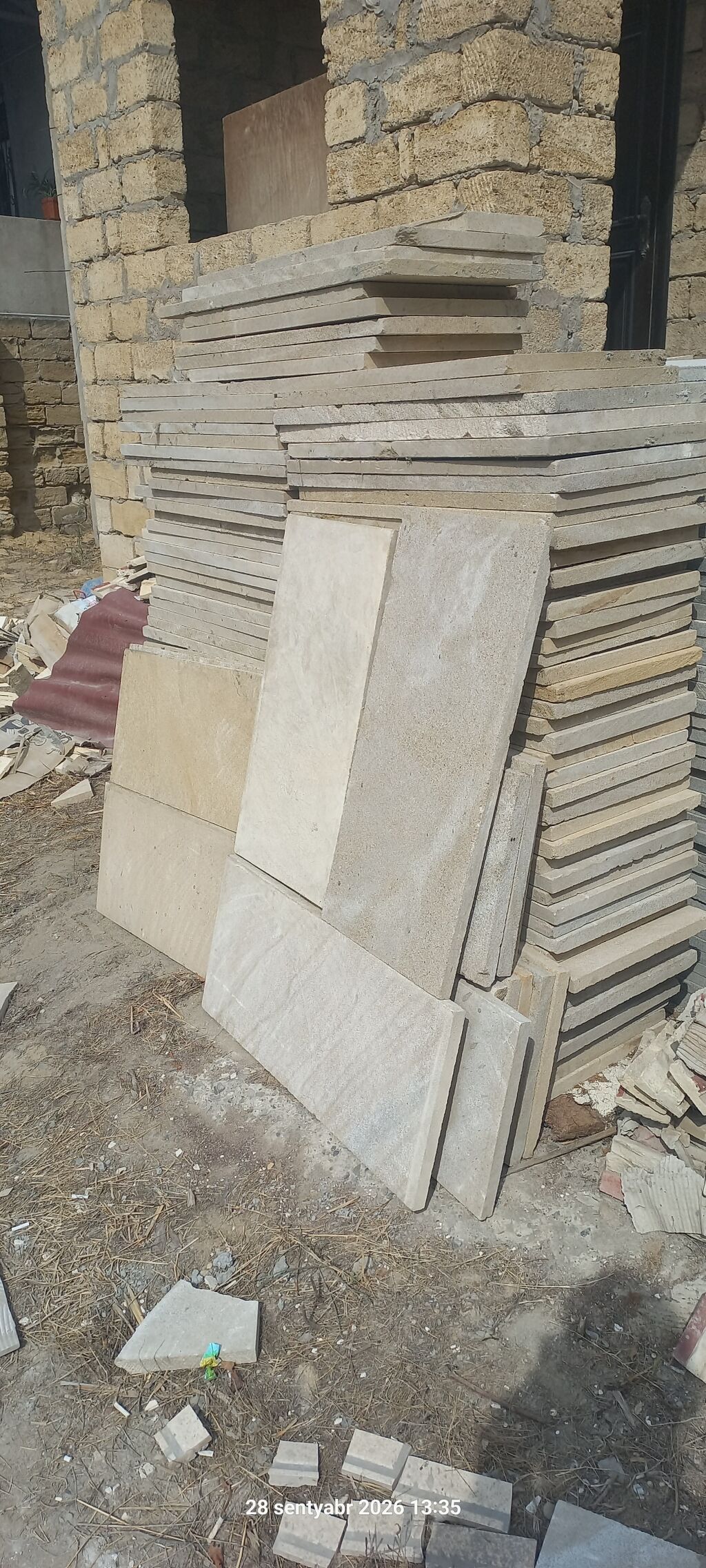 Təbii daş plitələr və bordürlər - Material: təbii daş (qumdaşı/kalk — Plitka və örtü materialları, Saray (2)