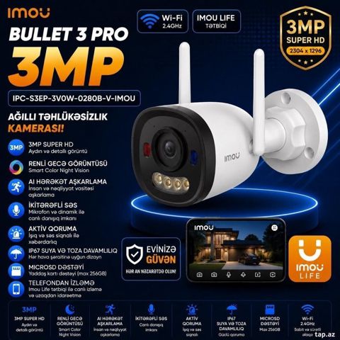 Wifi kamera 3MP (IPC-S3EP-3V0W-0280B-V-imou) Wifi kamera 3MP — Bakı
