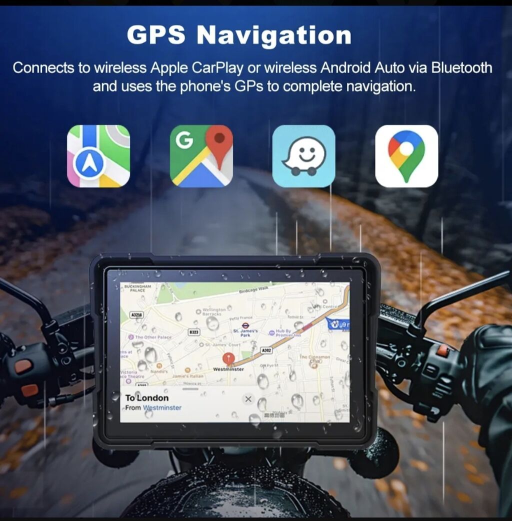Motosiklet üçün 5 düymlük CarPlay/Android Auto naviqasiya sistemi + 2x — GPS navigatorları, Digah (3)