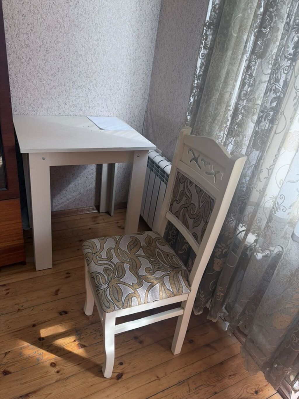 2 ədəd klassik üslubda yemək/otaq stulu - Rəng: açıq krem (ağ-açıq) — Stullar, Digah (3)
