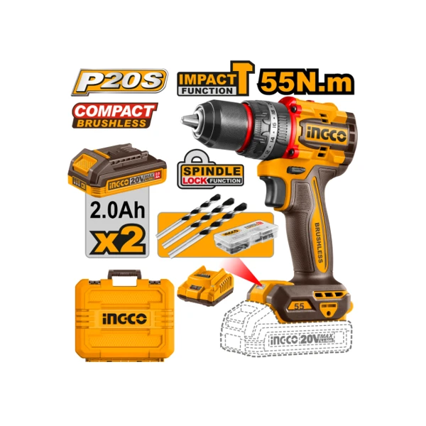 Ingco şrupavyot 20V 2.0Ah 55N.m CIDLI20558 — Bakı