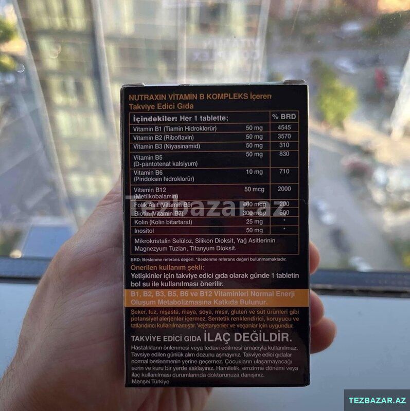 Nutraxin B Vitamin Complex Türkiyə İstehsalı Vitamin B12 — Gözəllik və səhiyyə, Bakı (2)