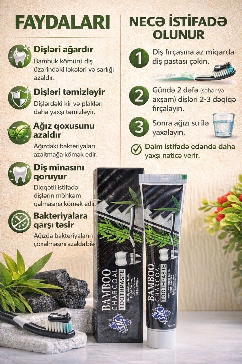 Diş məcunu "SAC Bamboo Charcoal Toothpaste" — Gözəllik və səhiyyə, Bakı (2)