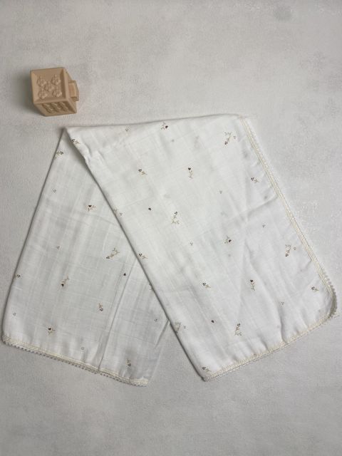 Uşaq örtüyü RK44, muslin, ağ, 80x100 sm — Bakı