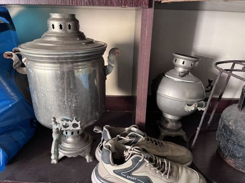 Samovar dəsti – klassik kömür/sobaya qoyulan tip. - 2 ədəd metal — Masallı