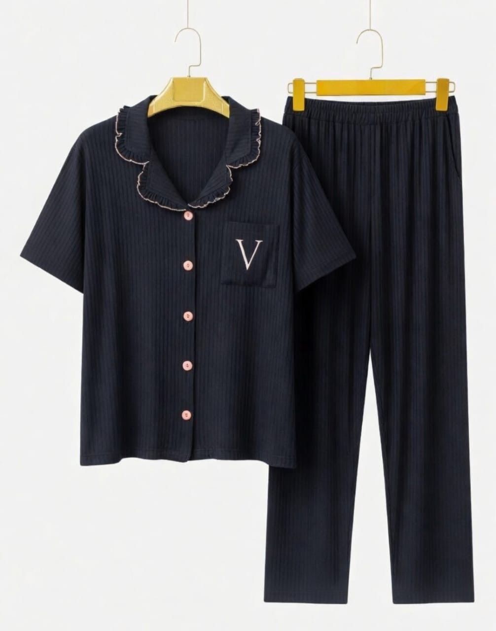 Qadınlar üçün şalvarlı pijama dəsti 2186, qara, makaronka, ölçü L — Mallar, Bakı