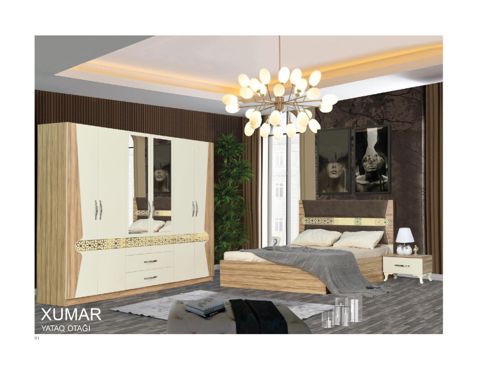 Yataq otağı dəsti Xumar 6, qəhvəyi/krem, laminat — Bakı