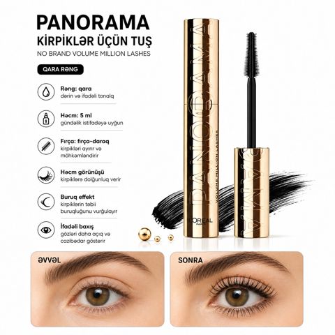 Kirpiklər üçün tuş No Brand Panorama Black 9.9 ml — Bakı