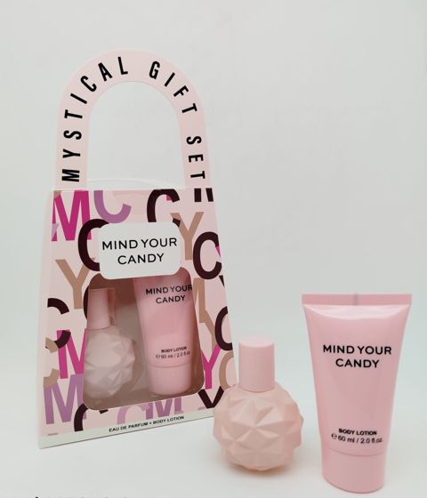 No Brand Mind Your Candy qadınlar üçün ətir dəsti (Bədən losyonu 60 ml + Ətir suyu 30 ml) — Bakı