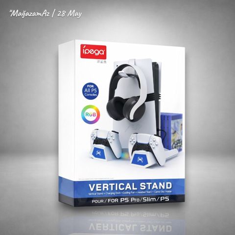 PS5 üçün Çoxfunksiyalı Stend – Soyuducu, Şarj və Aksesuar Standı PG-P5S023 — Bakı