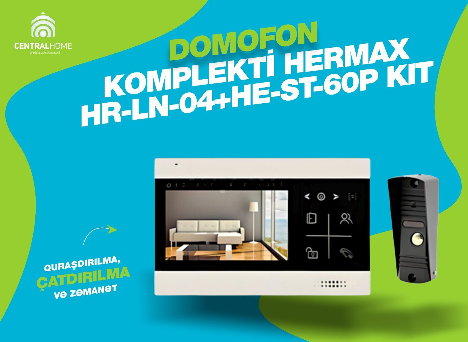 Domofon komplekti Hermax HR-LN-04+HE-ST-60P — Bakı