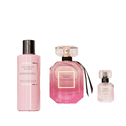 Victoria's Secret Bombshell qadınlar üçün ətir dəsti (ətir suyu 50 ml + Bombshell miniatür 7.5 ml + bədən losyonu 100 ml) — Bakı