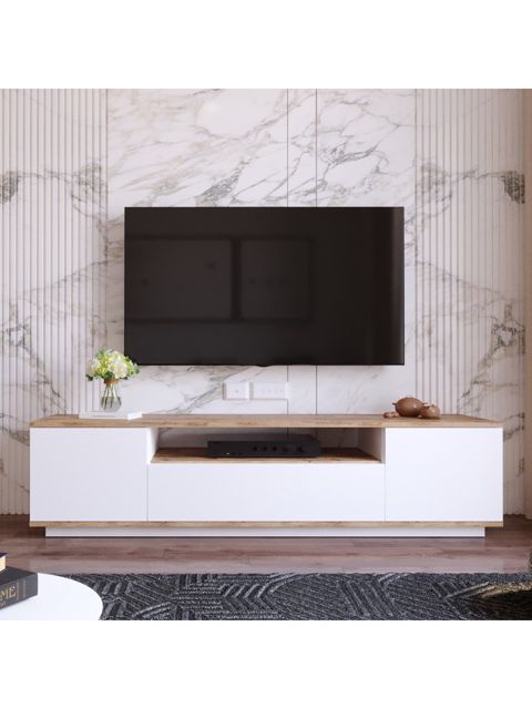 Tv stend 055-1, 45x180 sm, ağ-qəhvəyi — Bakı