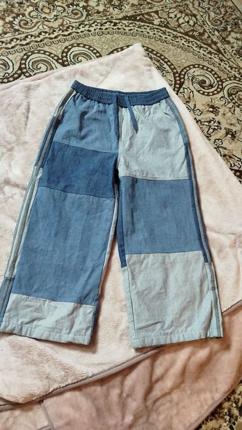 Istrec patchwork dizayna malik denim şalvar. - Material: müxtəlif — Bakı