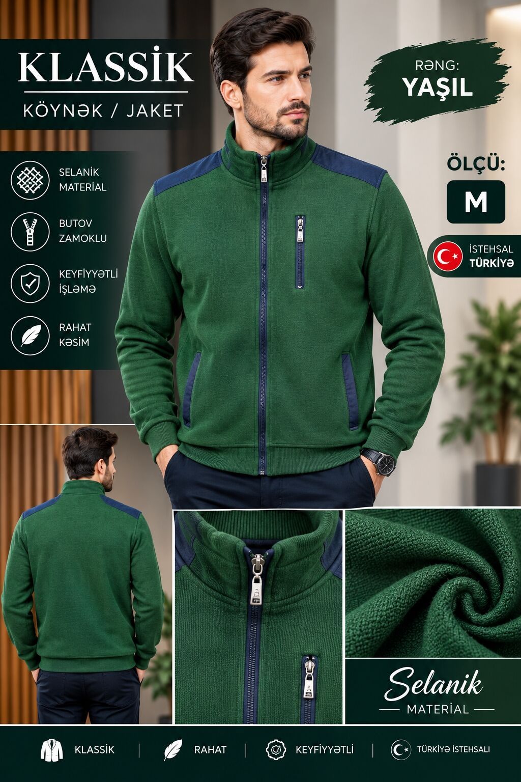 Klassik kişi köynək/jaket - Material: Selanik (isti saxlayan, yumşaq — Kurtkalar, Bakı (3)