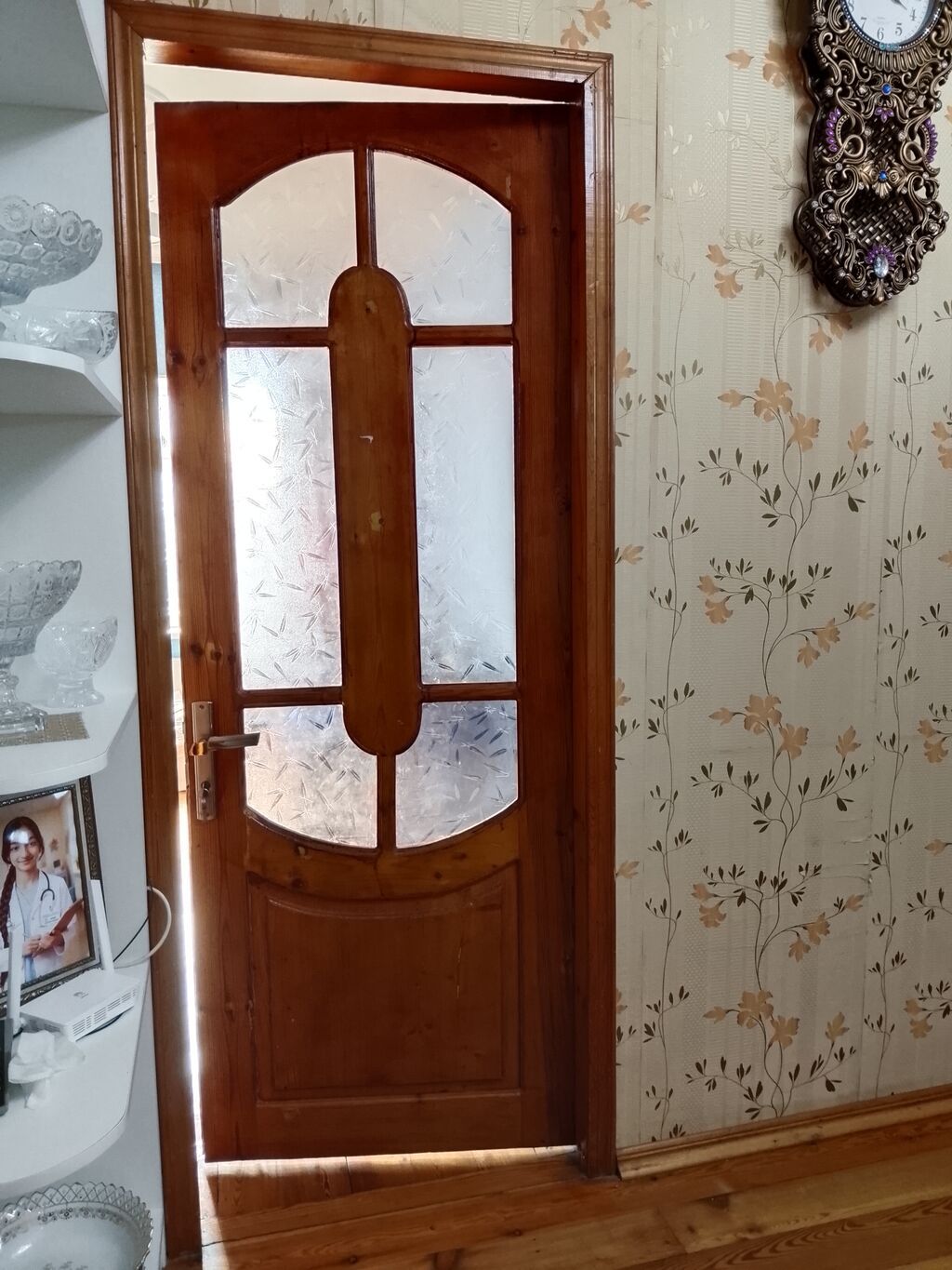 Məhsul: Taxta otaq qapısı – şüşəli model - Material: Təbii ağac — Pəncərələr, qapılar, balkonlar, Bakı