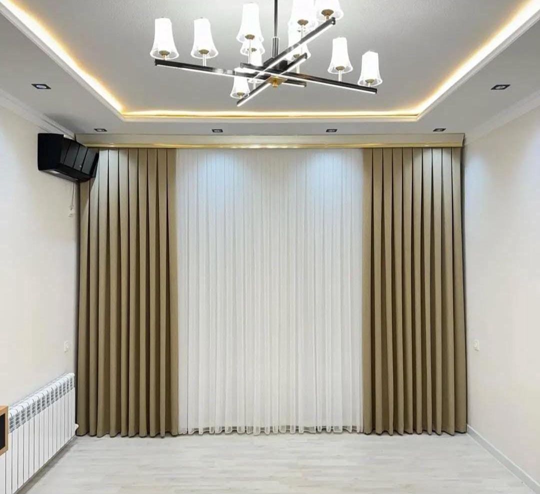Pərdələr, neylon/velür/poliester, bej, 300x300 sm — Mallar, Bakı