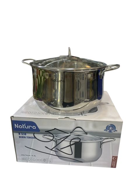Qazan Natura, paslanmayan polad, gümüşü, 6.3 l — Bakı