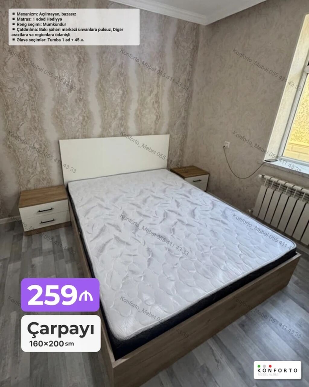 Çarpayılar – müxtəlif ölçü və dizaynlarda Məhsul xüsusiyyətləri — Yataqlar, Bakı (4)