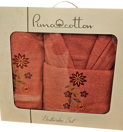 Hamam dəsti Pima Cotton SHA-00004575 (xələt + hamam dəsmalı 70x140 sm + əl dəsmalı 50x90 sm), pambıq, narıncı — Bakı