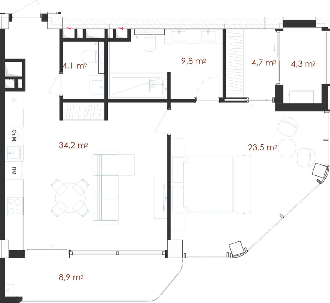 Satılır 2 otaqlı yeni tikili 89.5 m² — Mənzil, Bakı (9)
