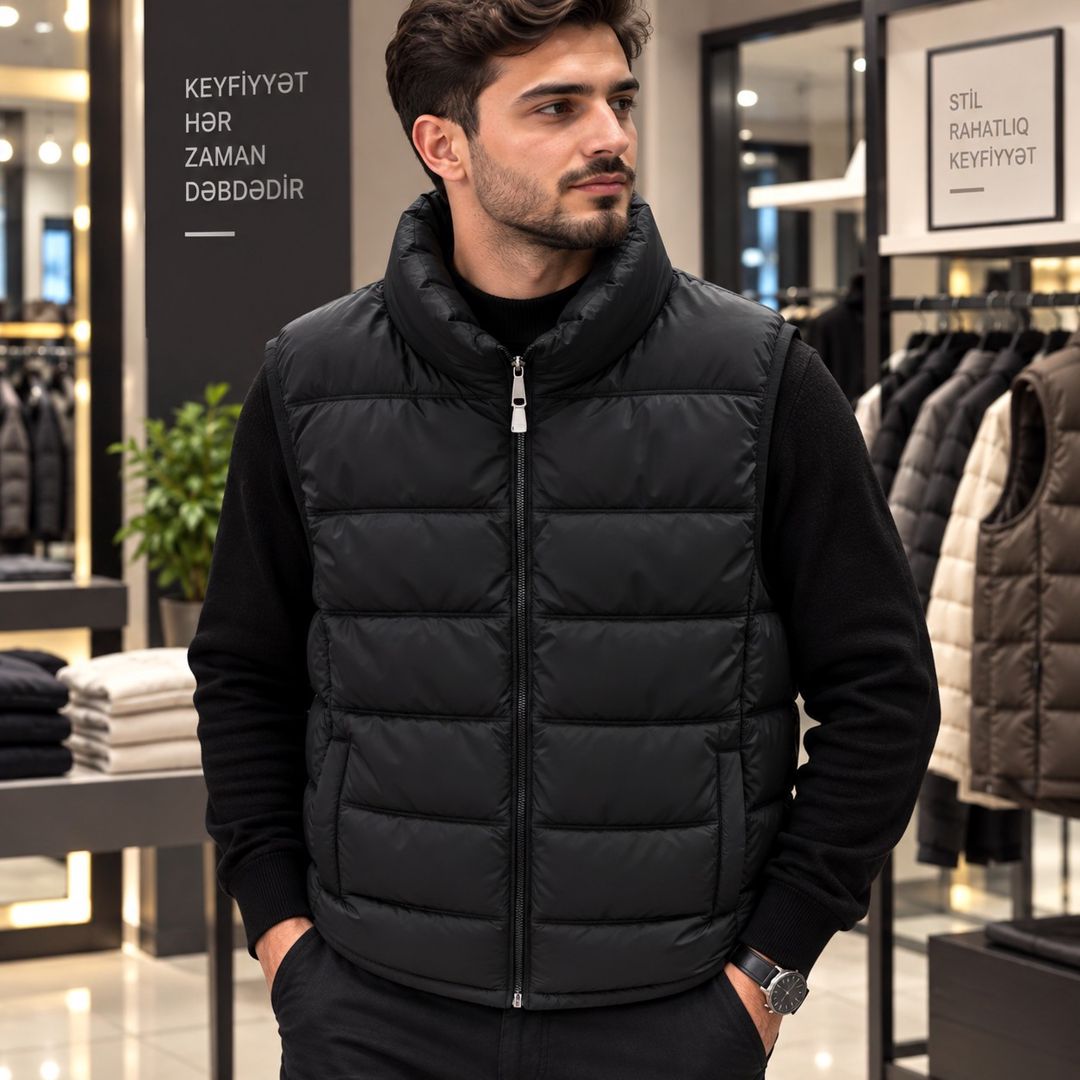 Kişilər üçün yüngül jilet 0943, qara, poliester, ölçü 2XL — Mallar, Bakı