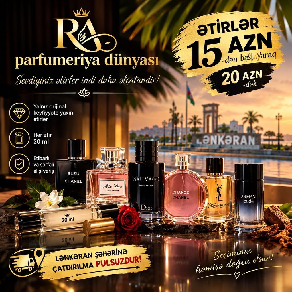 RA Aroma – Ətir Dünyası Yalnız orijinal keyfiyyətə yaxın ətirlər — Ətir, Lənkəran