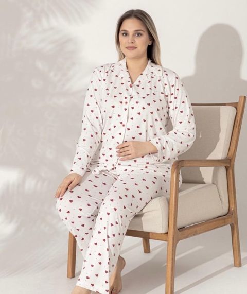 Şalvarlı pijama dəsti, pambıq, ağ, ölçü 2XL — Bakı