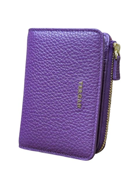Qadınlar üçün pul kisəsi, təbii dəri, yasəmən rəng, 6 kart bölməsi, 12x8.5 sm, Türkiyə istehsalı - Tergan_5812_Purple — Bakı