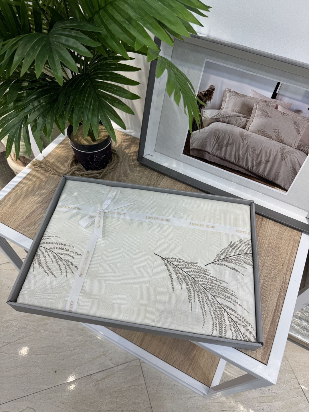 Yataq dəsti Empathy Home 5, yorğan üzü 160x220 sm 2 əd, mələfə 240x260 sm, yastıq üzü 50x70 sm 2 əd, ailəvi, ranfors, krem — Mallar, Bakı (2)