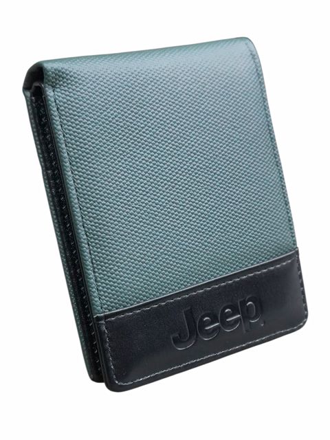 Kişilər üçün pulqabı, poliuretan, 6 kart bölməsi, 9x12 sm, qara-yaşıl - Jeep_JP211 — Bakı