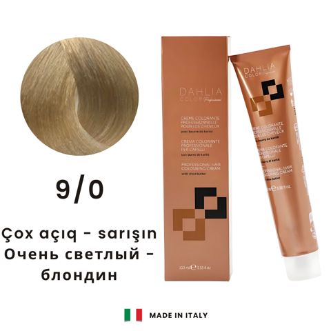 Krem-boya saçlar üçün Dahlia Color Professional 9/0 Çox açıq-sarışın, 100 ml — Bakı