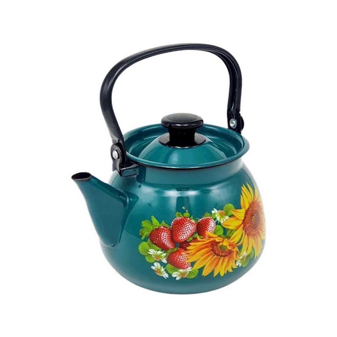 Su qaynatmaq üçün çaydan "Керченская эмаль", 3500 ml, minalanmış polad, firuzəyi — Mallar, Bakı (3)