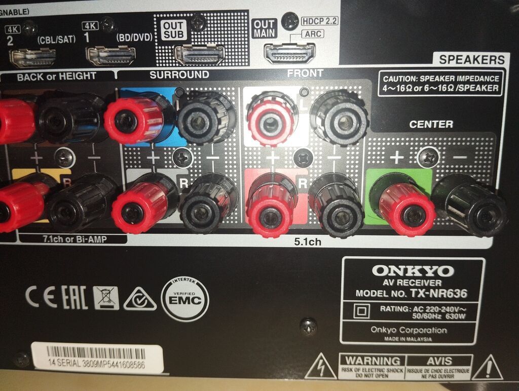 Onkyo TX-NR636 AV Receiver + pult - 7.2-kanallı AV resiver, ev — Rəqəmsal və peyk TV, Bakı (5)