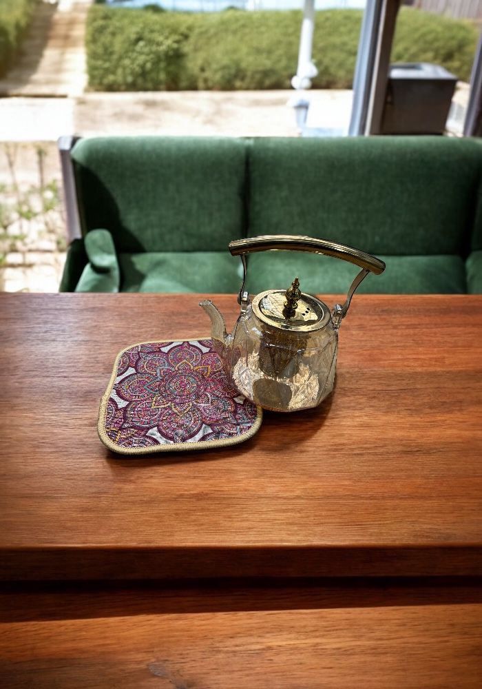 İsti əşyalar üçün altlıq, silikon/parça, ağ/qırmızı, 10x10 sm — Mallar, Bakı (2)