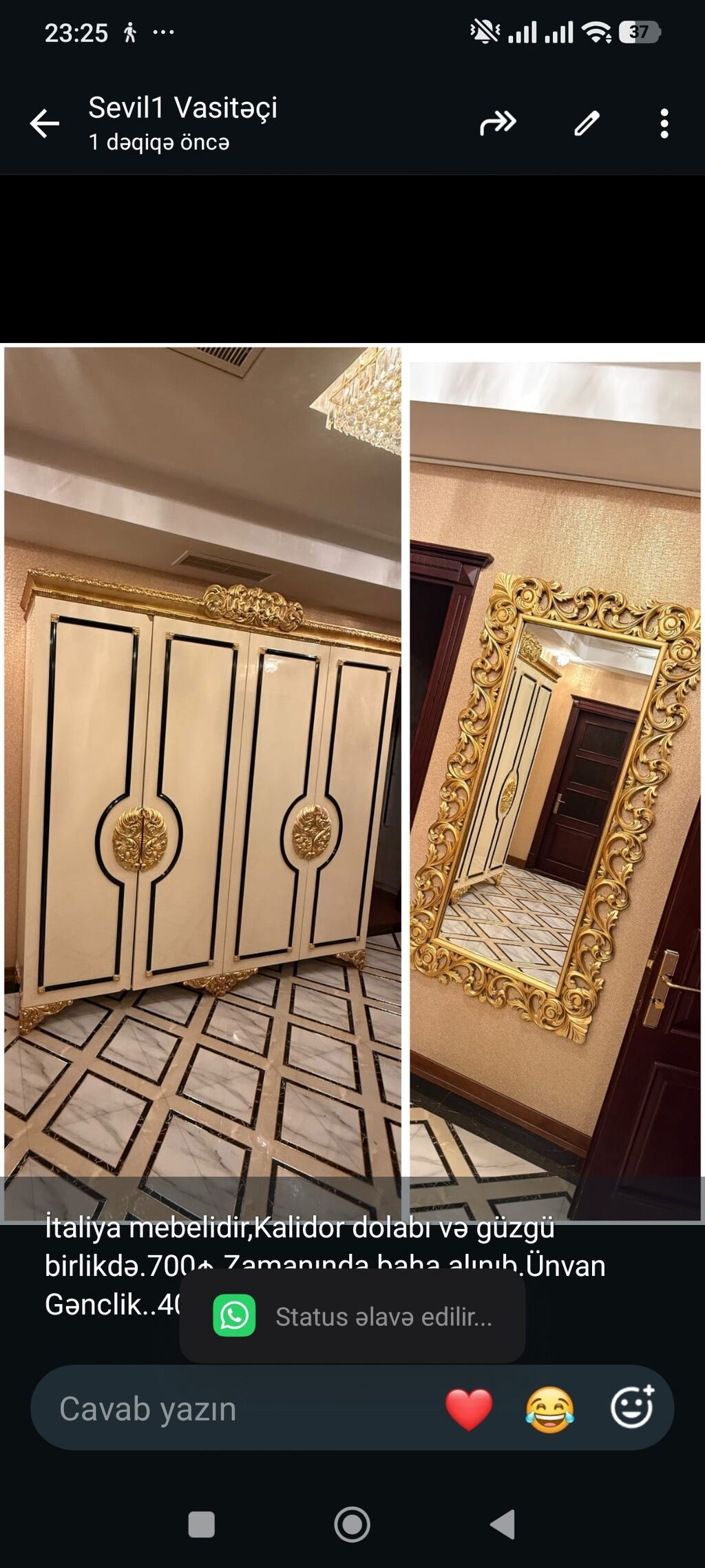 İtaliya mebelidir,Kalidor dolabı və güzgü birlikdə.700₼.Zamanında baha — Şkaflar, Bakı