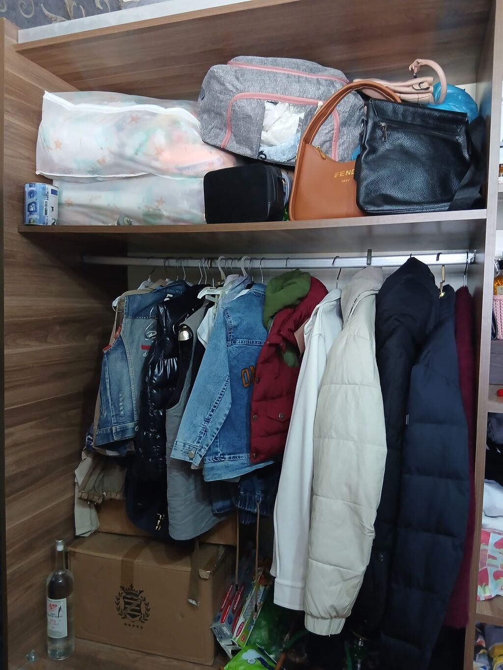 Geniş sürgülü qapılı şkaf - Material: taxta teksturalı laminat, tünd — Şkaflar, Gəncə (2)