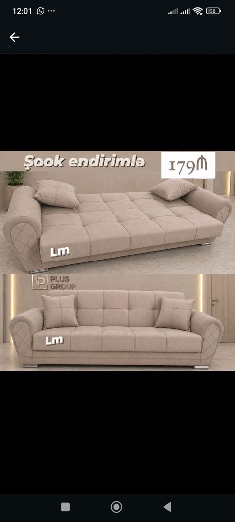 Çevrilə bilən divan – Plus Group - Rəng: bej (neytral ton, müxtəlif — Bakı