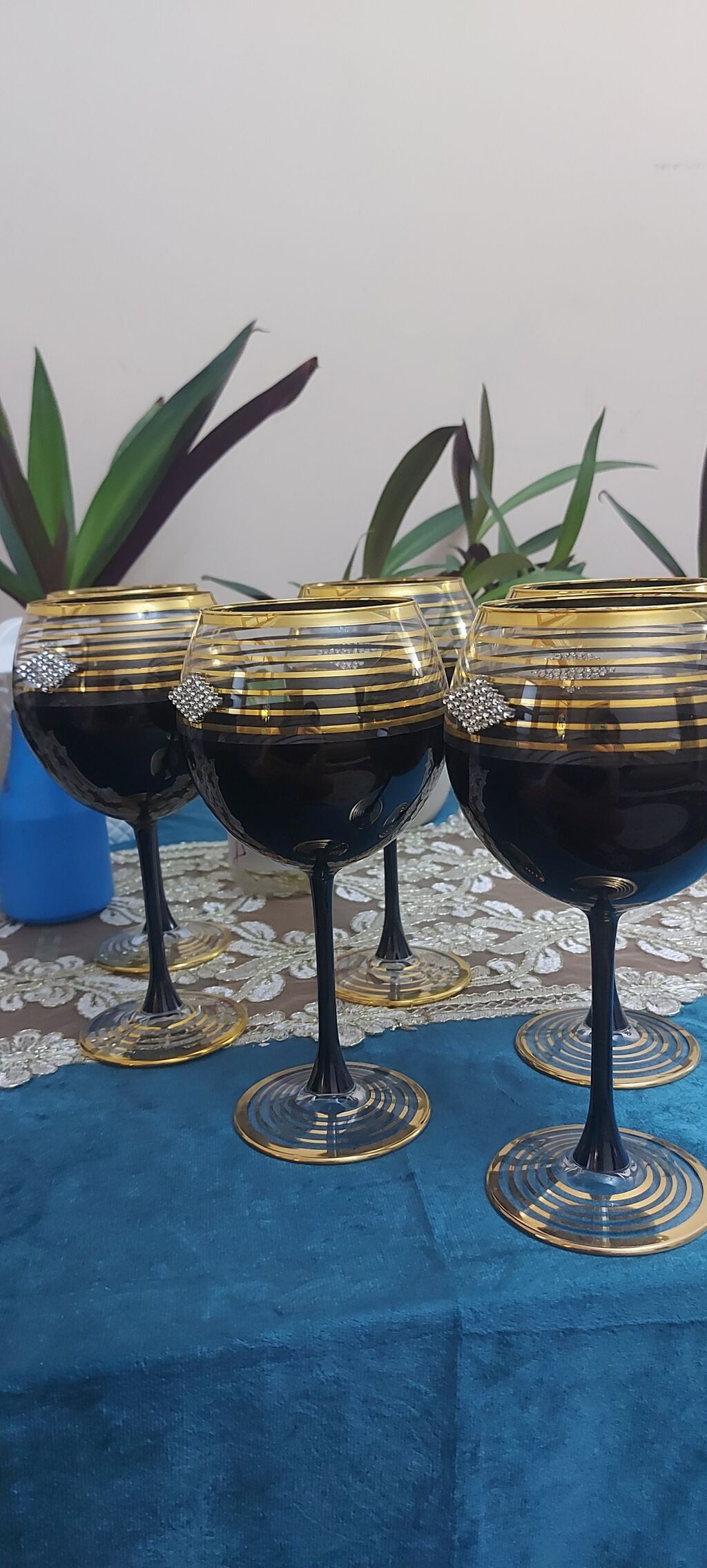 Qədəhlər, rəng - Qızılı, Şüşə, 6 ədədli dəst — Süfrə qabı, Bakı (2)