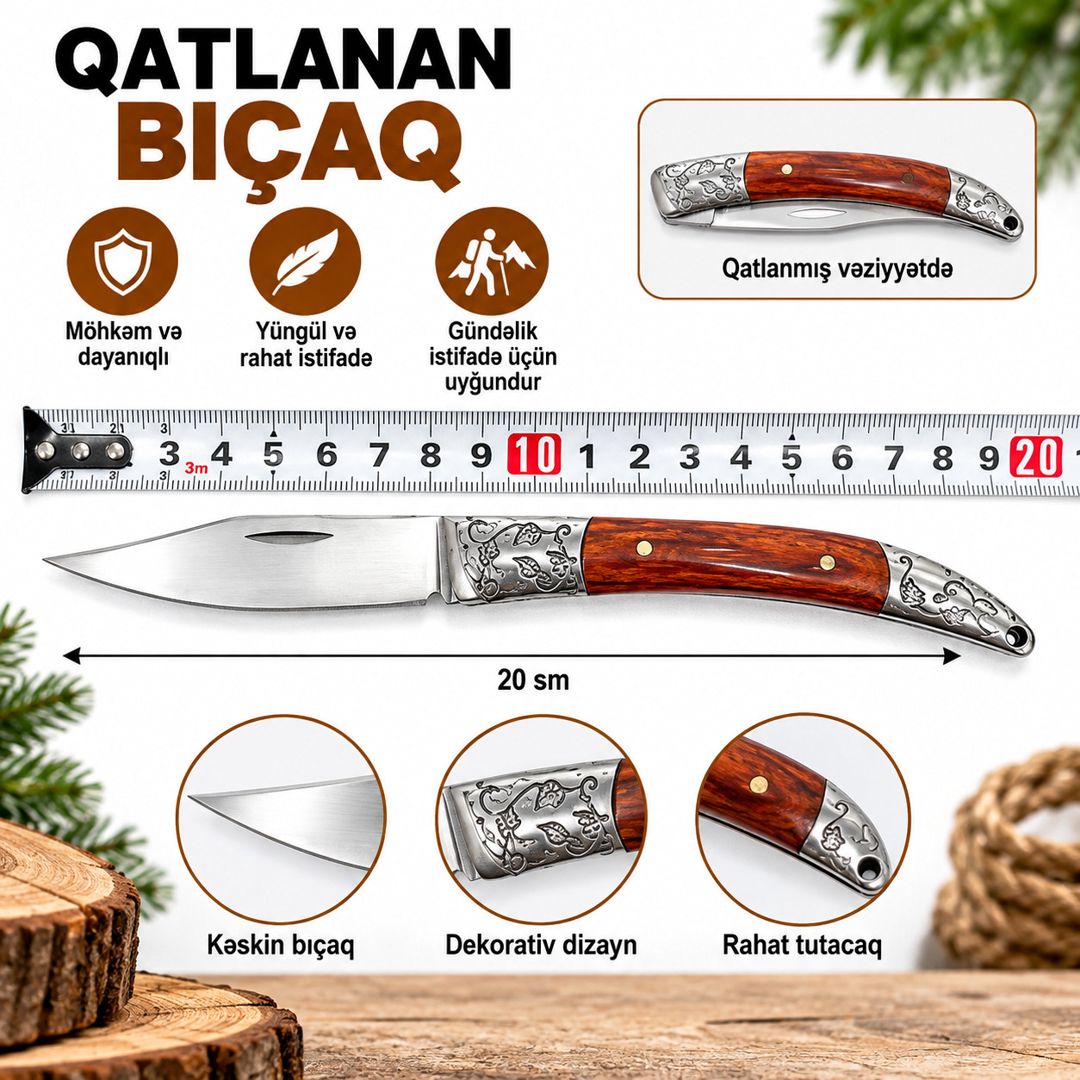 Bıçaq, paslanmayan polad/taxta, qəhvəyi — Mallar, Bakı