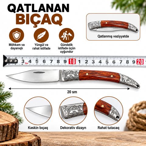 Bıçaq, paslanmayan polad/taxta, qəhvəyi — Bakı