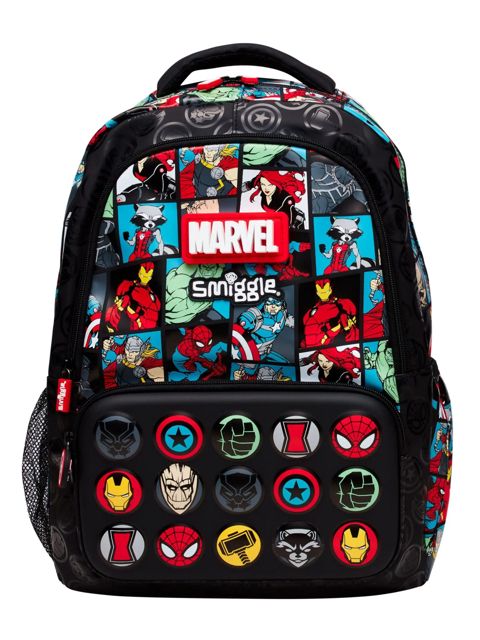 Məktəb çantası Smiggle, x Marvel Avengers, poliester/PVC/EVA, qara, 17.8 l — Bakı