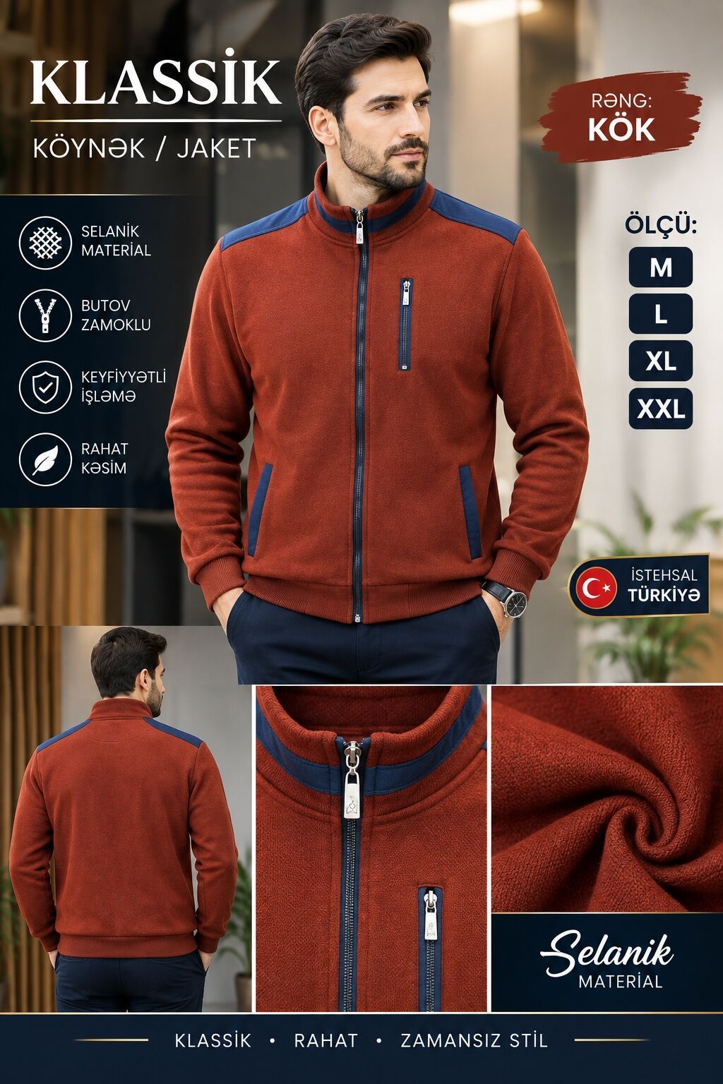 Klassik kişi köynək/jaket - Material: Selanik (isti saxlayan, yumşaq — Kurtkalar, Bakı (2)