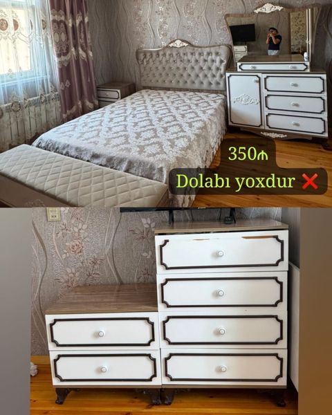 Yataq dəsti satılır – 350₼. Dolab yoxdur. Ünvan: Sabunçu. Dəstin — Bakı
