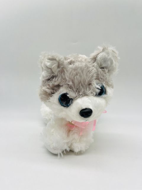 Yumşaq oyuncaq İt, peluş, ağ/boz, 15 sm — Bakı