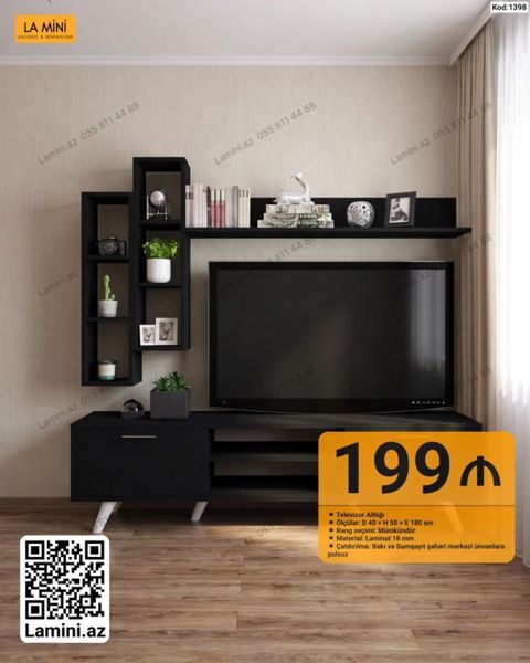 Məhsul: Televizor altlığı və divar rəfləri dəsti (Kod: 1398) — Bakı