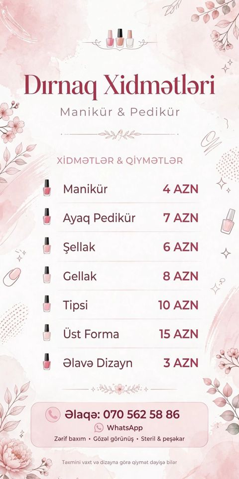 Dırnaq Xidmətləri – Manikür və Pedikür Təklif olunan xidmətlər və — Bakı