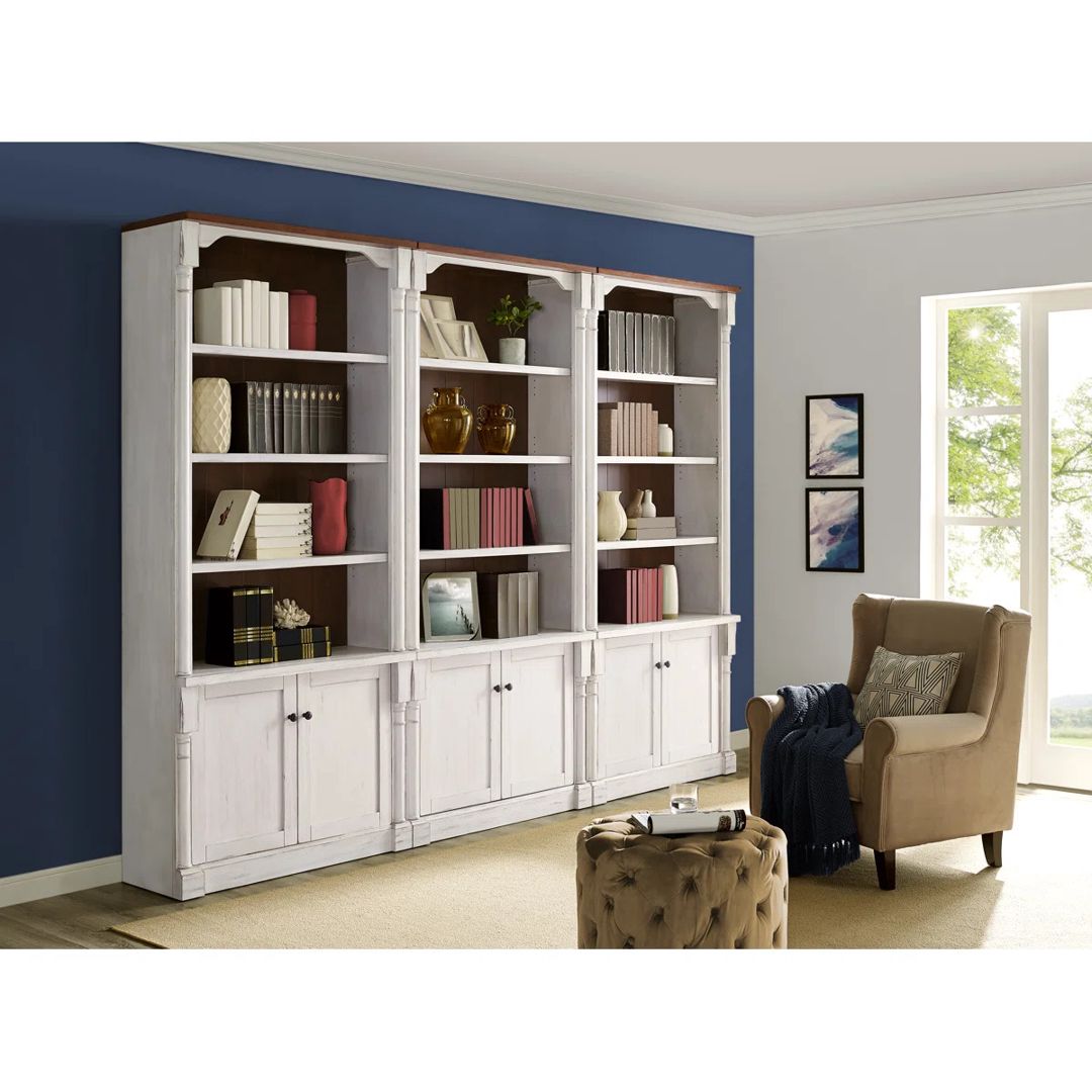 Kitab dolabı Elegant Wood ZARR1063, MDF/laminat, ağ, 240x320x40 sm — Şkaflar, Bakı