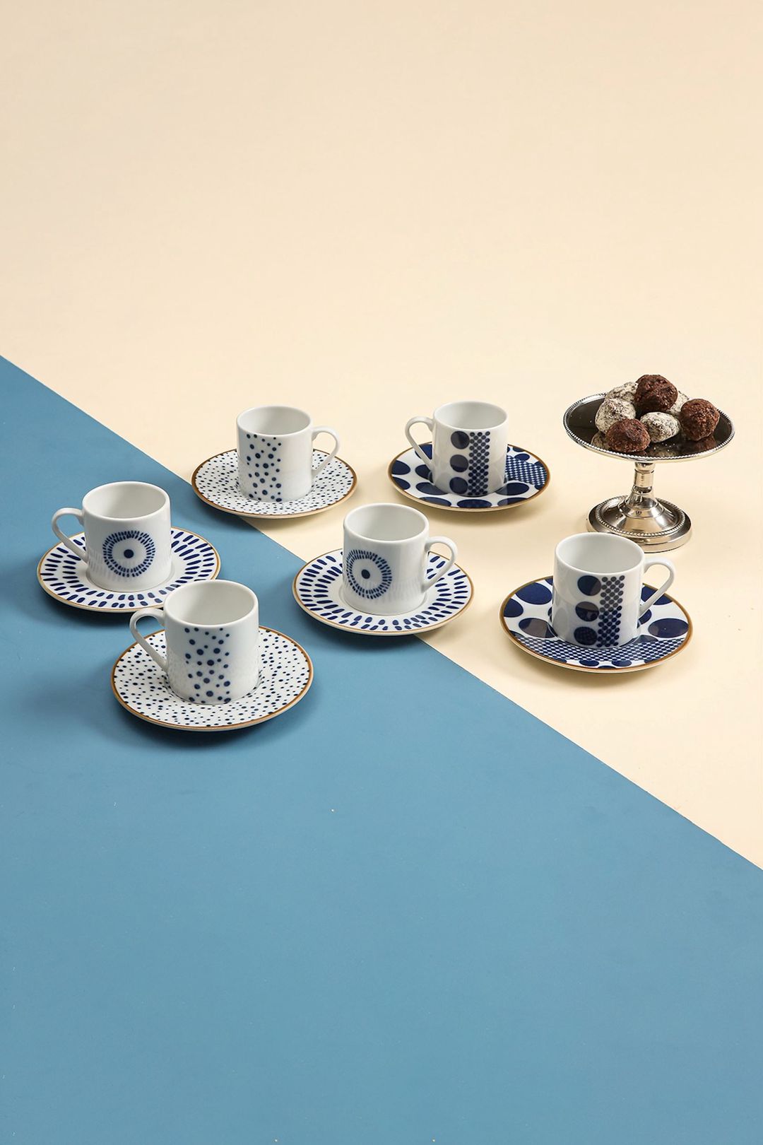 Qəhvə dəsti Porland Spotty 04POR034988, 6 nəfərlik, 12 əd, 80 ml, farfor, rəngbərəng — Mallar, Bakı